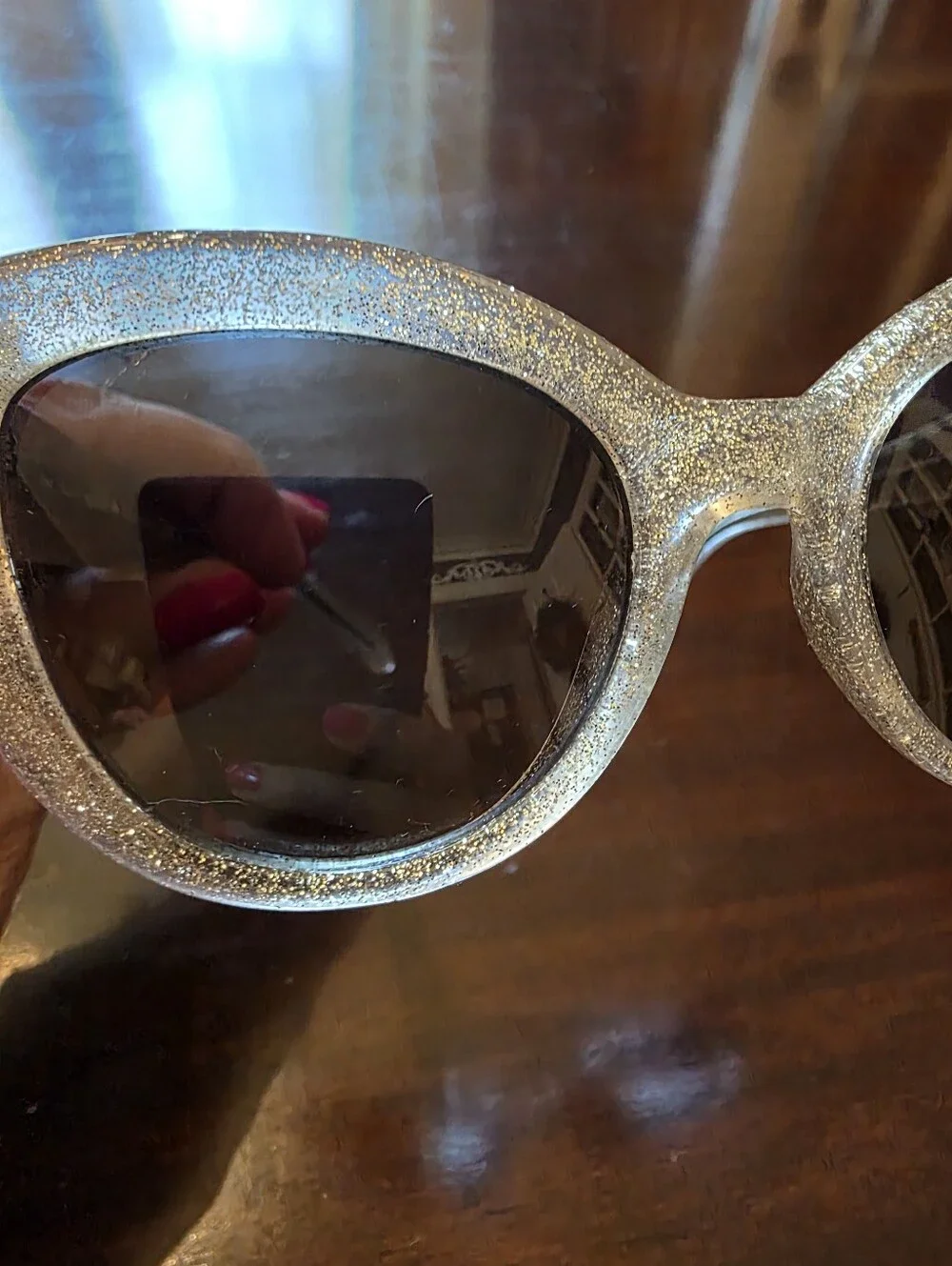 Kate Spade Gold Glitter Cat Eye Sunglasses With Case